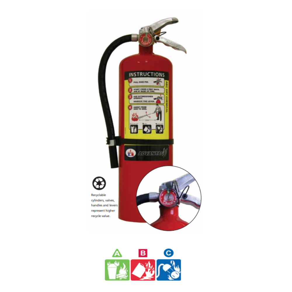 KIDDE Stored Pressure Portable ABC Dry Chemical Extinguisher - 10 LB (BADGER)