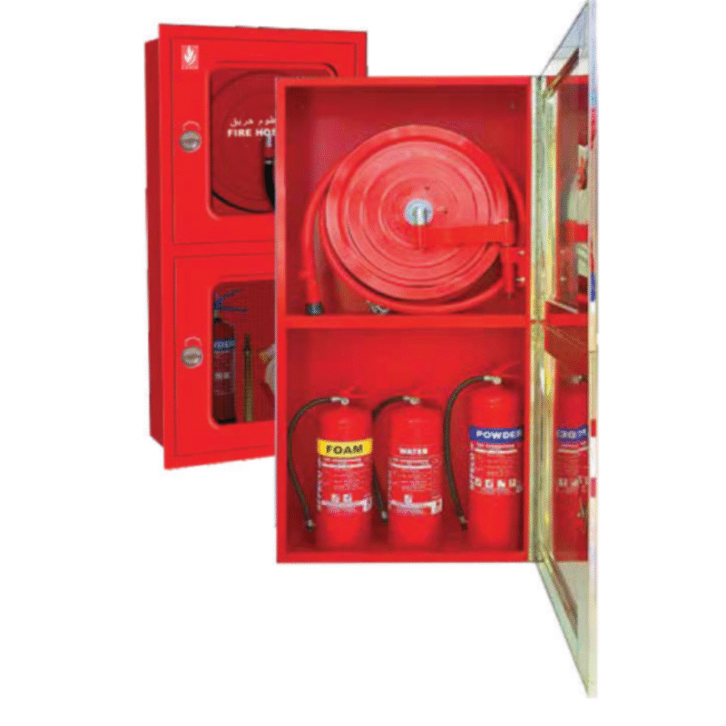 Lifeco Rubber Hose Enclosure Double Door Vertical Cabinet with Automatic Fire Hose