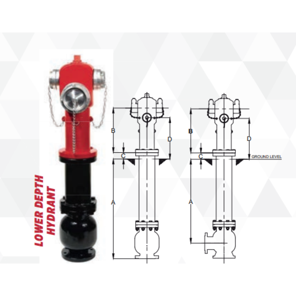 SFFECO Lower Depth Fire Hydrant - DN100 Flange (4")