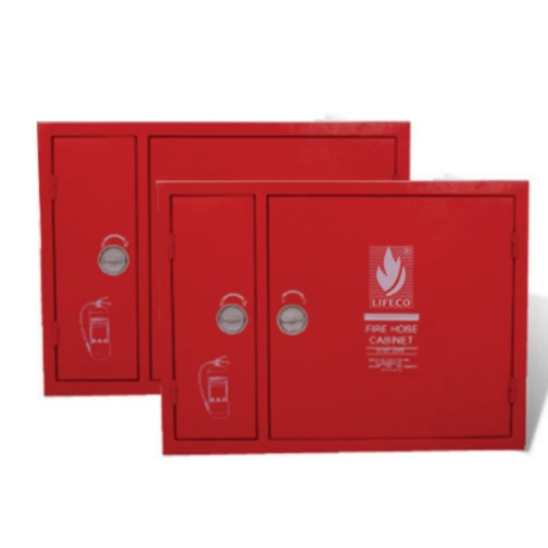Lifeco Hose Enclosure Horizontal Double Door Cabinet with 2 1/2” synthetic Hose