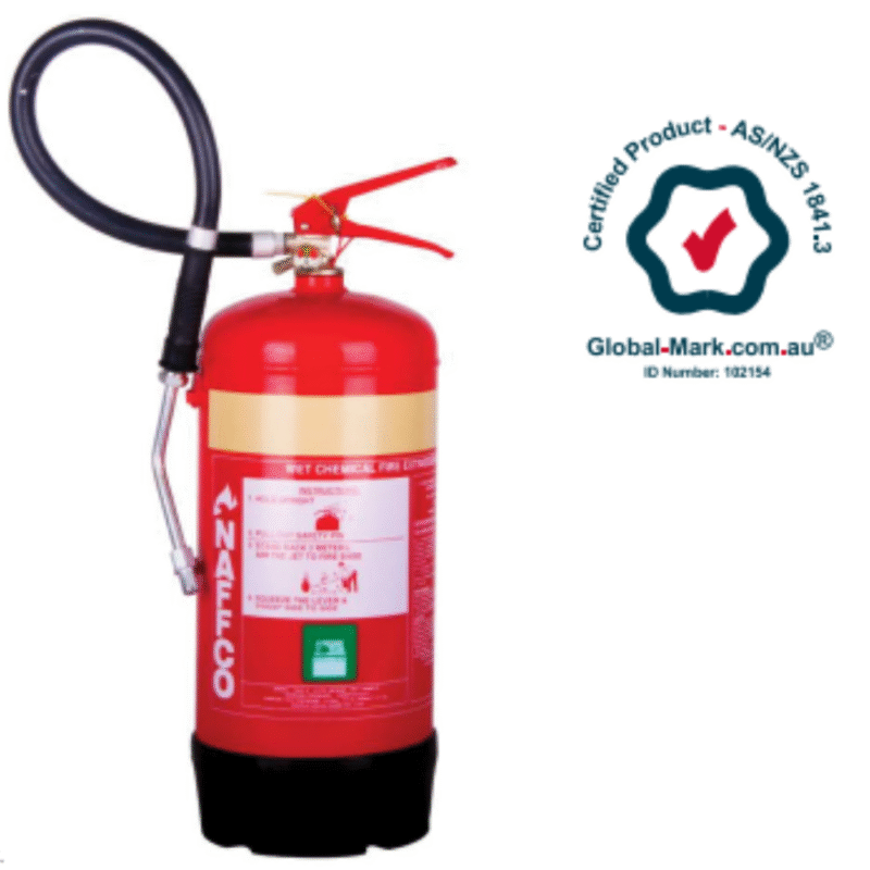 NAFFCO Portable Wet Chemical Extinguisher - 13.5 kg, Stainless Steel (Global Mark)