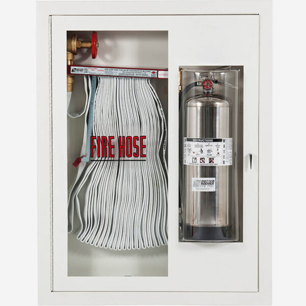 POTTER FRC1612 Recessed Fire Hose Rack & Extinguisher Cabinet - Bubble door
