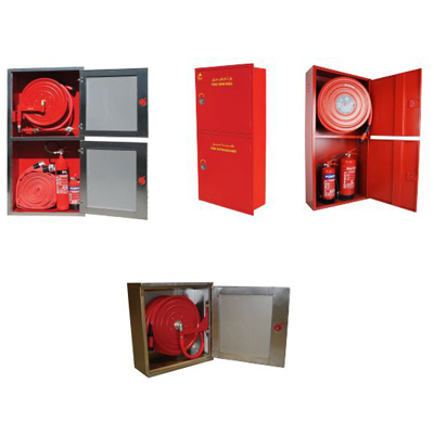 Naffco Double Vertical Brush Finish Stainless Steel Fire Hose Cabinet - Surface Mounted