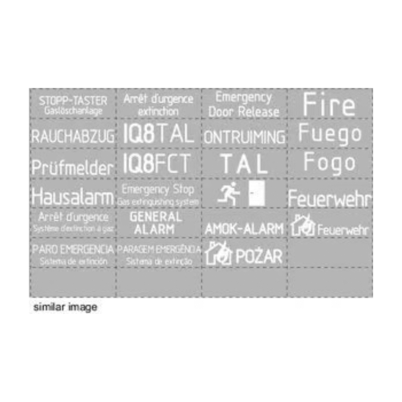 Esser Front foil with universal text for small MCP, white lettering