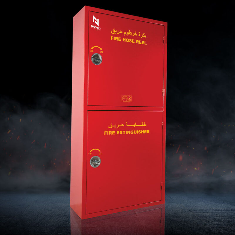 Naffco Single Mirror Finish Stainless Steel Fire Hose Cabinet with Break Glass & Key - Recessed Mounted