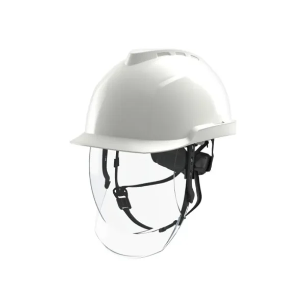 MSA V-Gard 950,Safety Helmet, non-vented, white, 6-tab mounted Fas-Trac III Foam, 4 pts universal chinstrap fitted