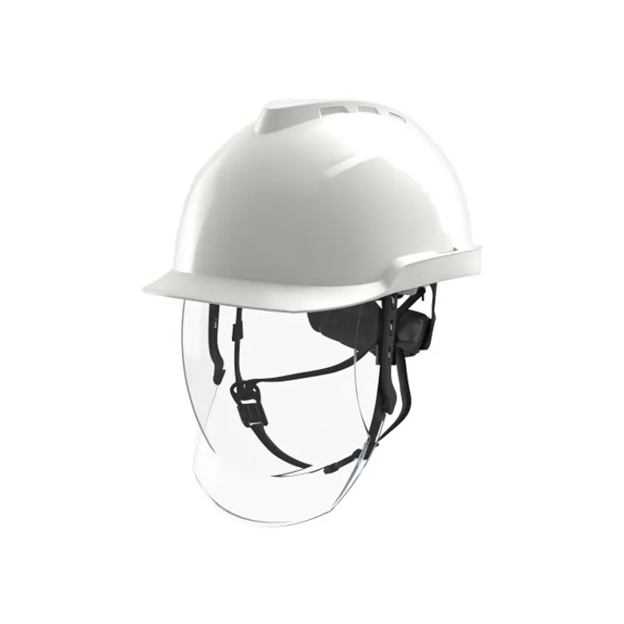 MSA V-Gard 950,Safety Helmet, non-vented, white, 6-tab mounted Fas-Trac III Foam, 4 pts universal chinstrap fitted