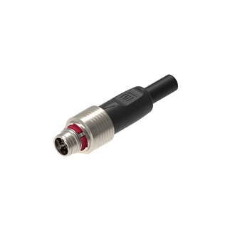 M12 pigtail, Push Pull, Industrial CAT 7, PUR black cable, shielded, male, straight, X-coded, 8-Pin, 4x2x0.14mm², twisted pairs, PoE+