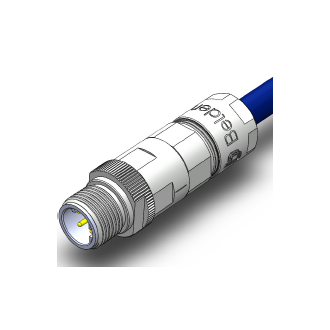 M1M12 Field Attachable Connector, slim metal housing, IP67, male, 4-pole, D coded, shielded, straight, suited for rail application acc. to EN45545, Cat5e